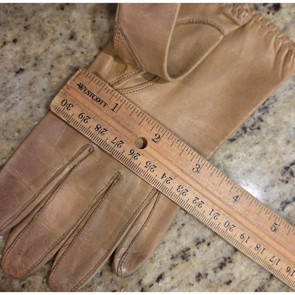 Vintage Womens Size S 6.5 Brown Leather Driving Gloves Fownes